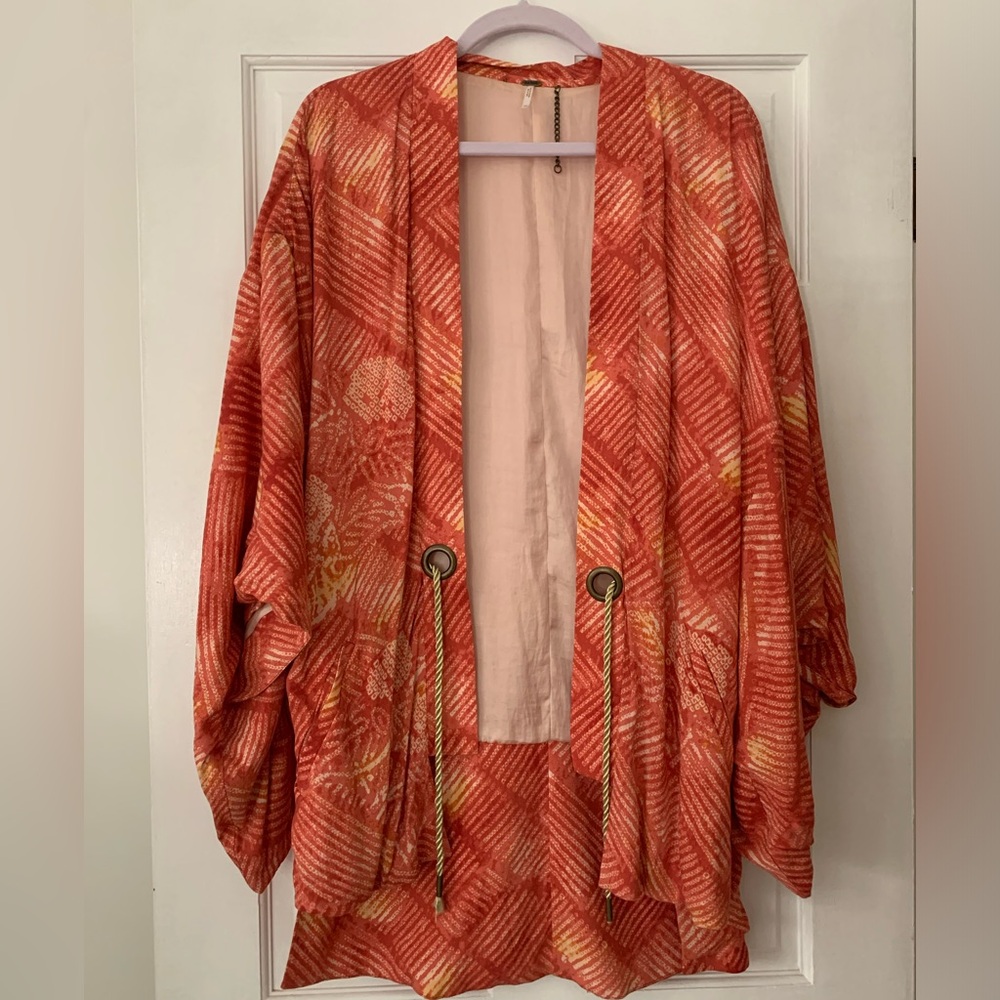 Free People Orange Printed Kimono